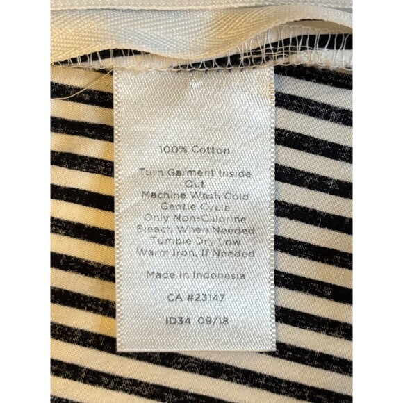 TALBOTS Piped Poplin Tunic Women Large B/W Striped LS Boat Neck Top Nautical - Picture 10 of 12